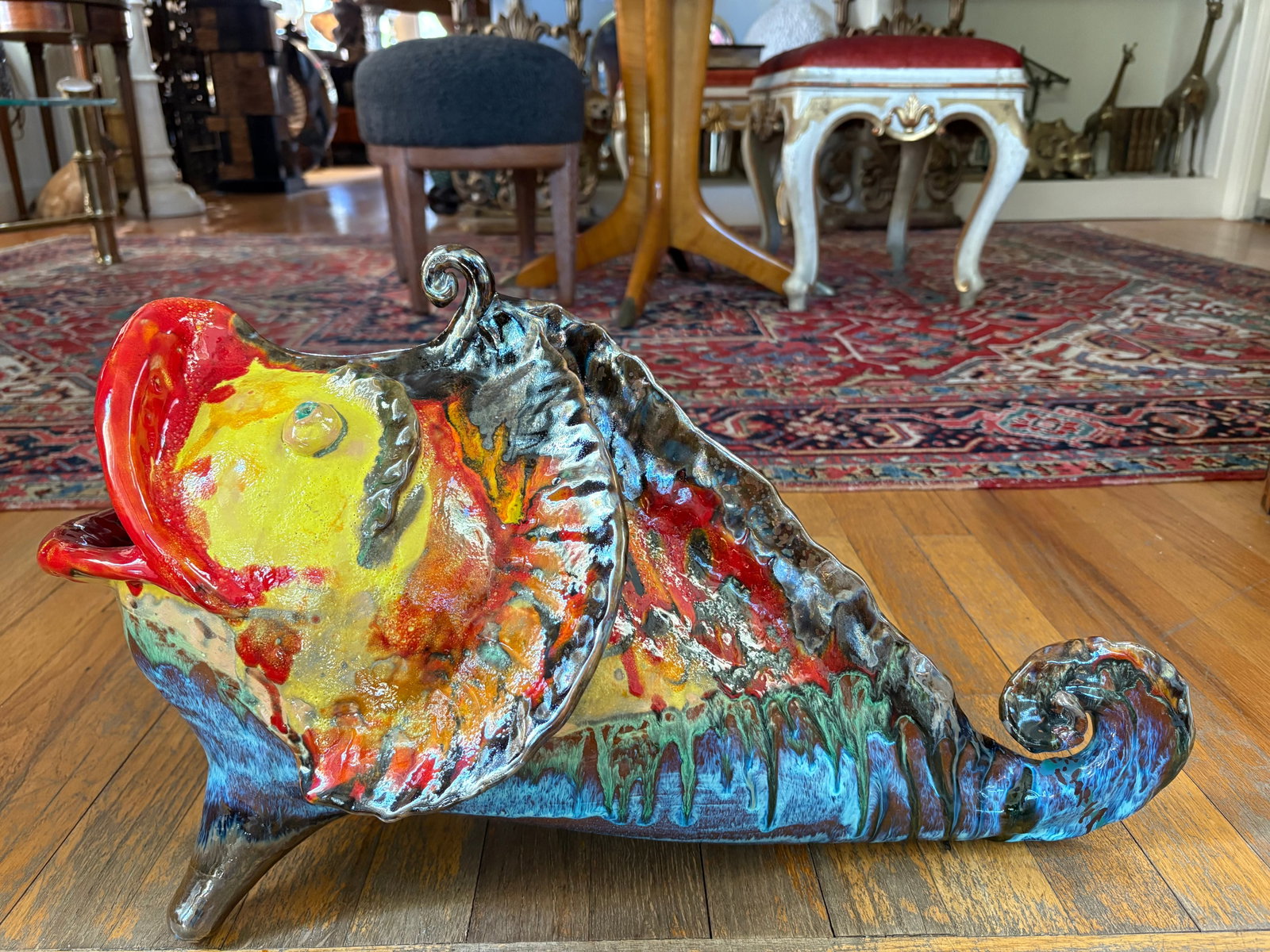 1950s Italian Glazed Terracotta Fish Sculpture - 2