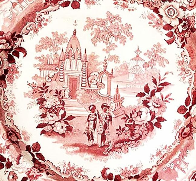 Antique William Adams & Sons Staffordshire Red Transferware Dinner Plate - 4