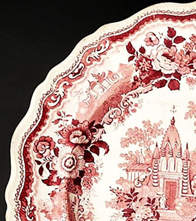 Antique William Adams & Sons Staffordshire Red Transferware Dinner Plate - 5
