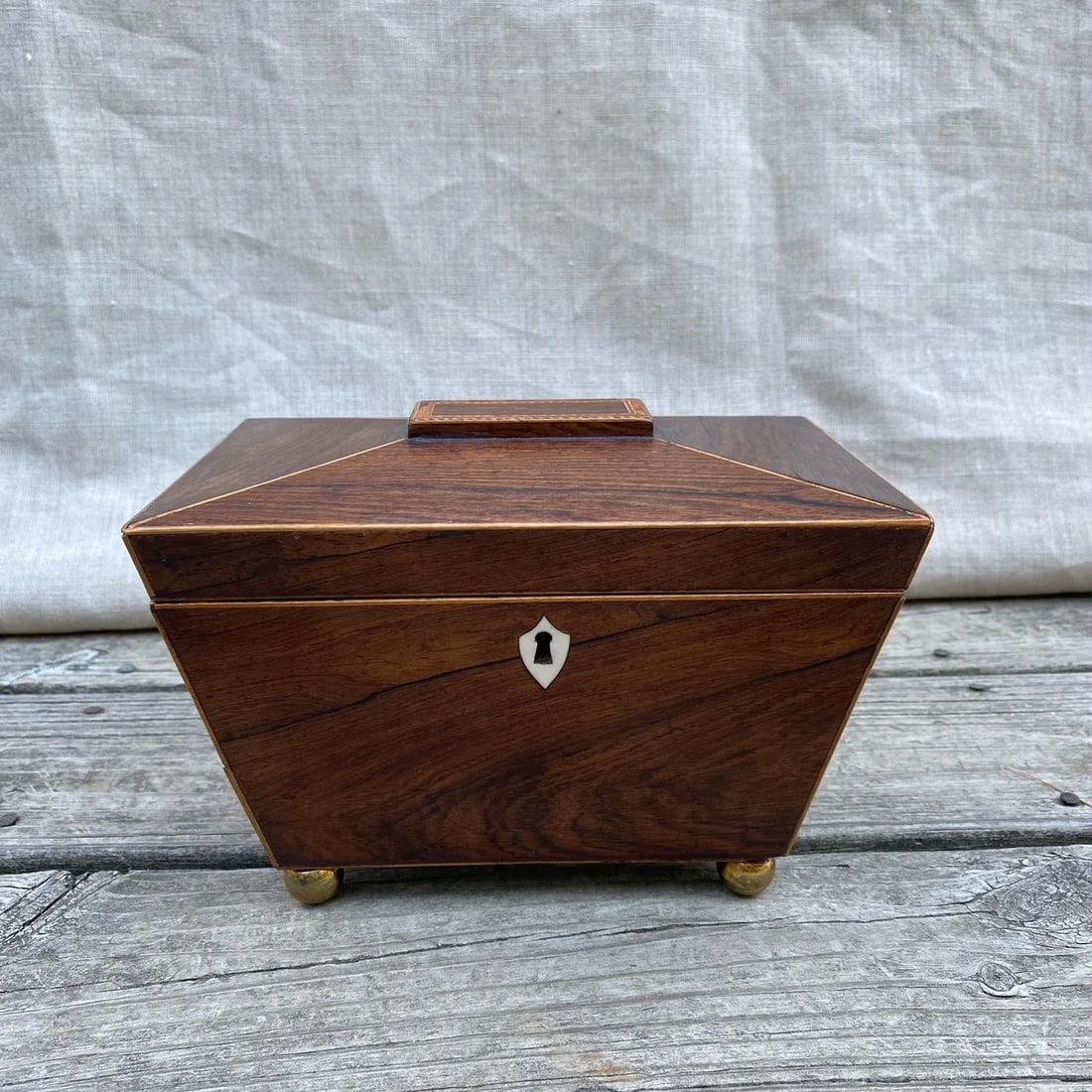 19th Century British Georgian Inlaid Sarcophagus Tea Caddy - 13