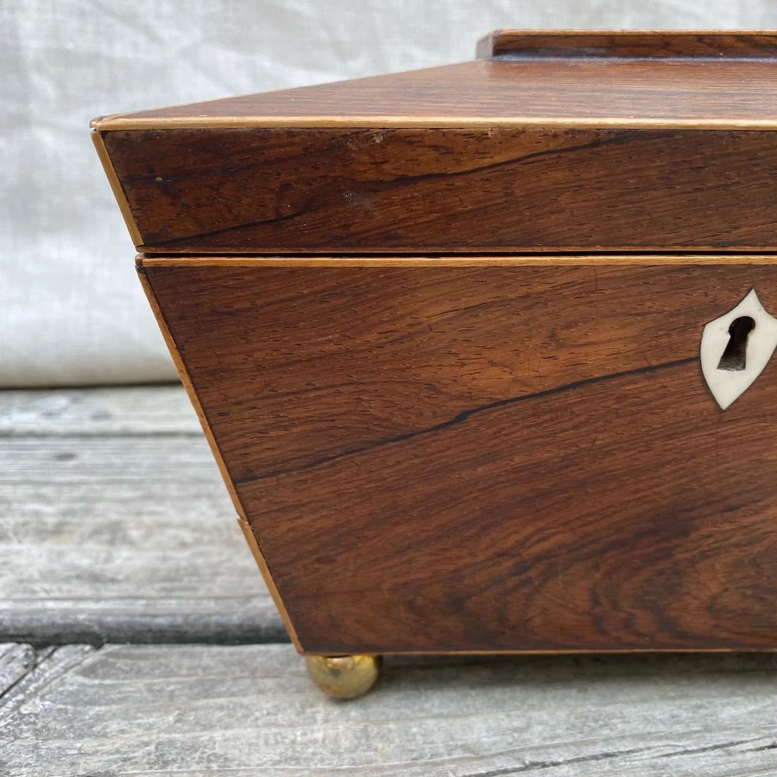19th Century British Georgian Inlaid Sarcophagus Tea Caddy - 2