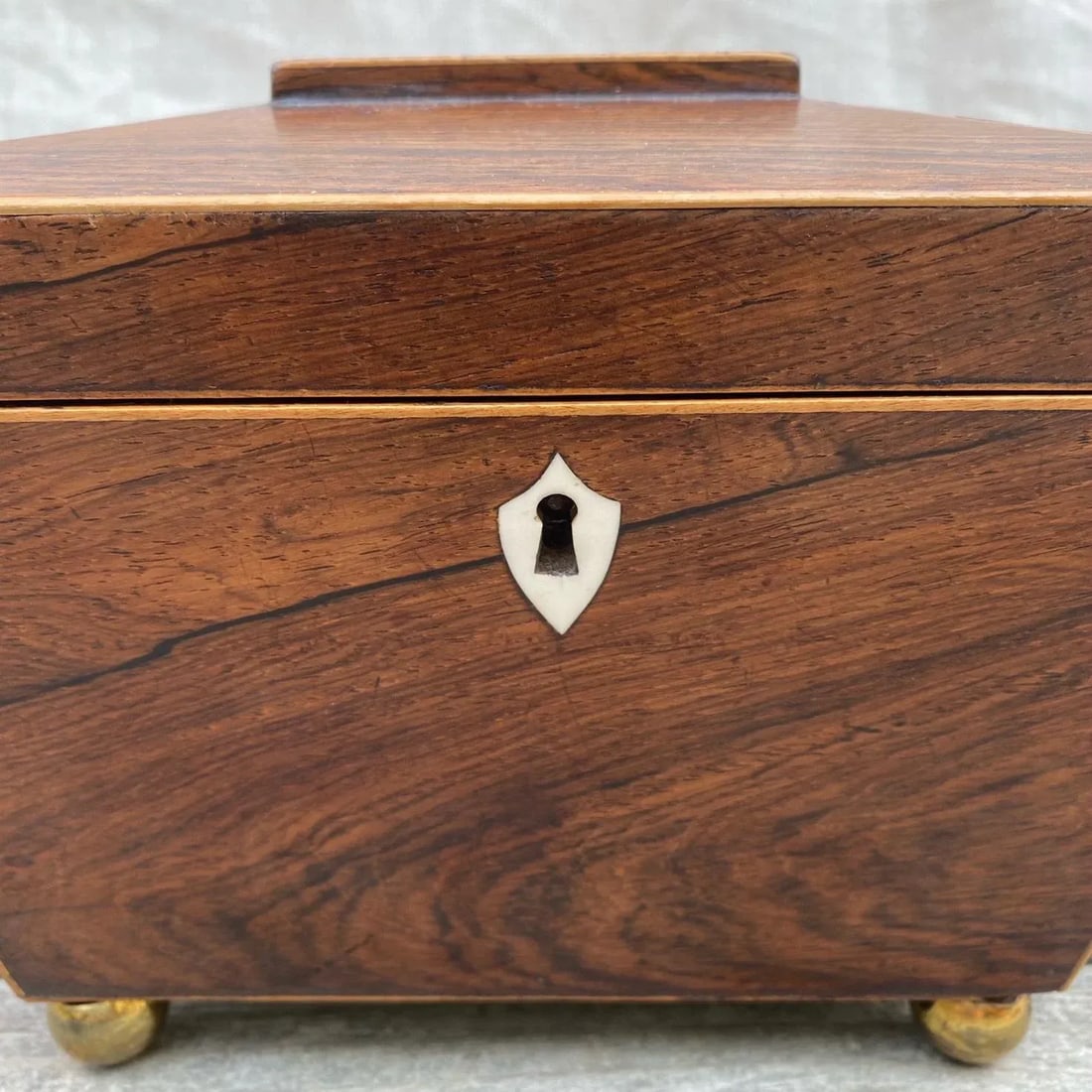 19th Century British Georgian Inlaid Sarcophagus Tea Caddy - 3