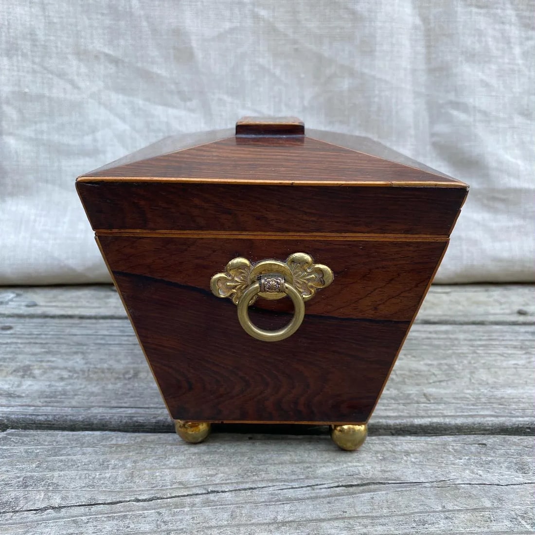 19th Century British Georgian Inlaid Sarcophagus Tea Caddy - 4