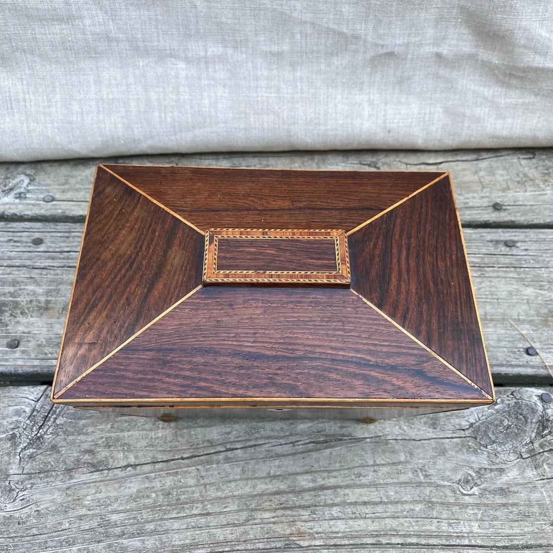 19th Century British Georgian Inlaid Sarcophagus Tea Caddy - 5
