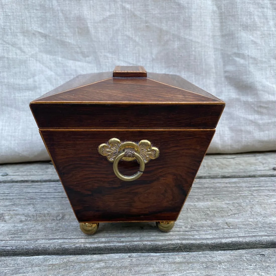 19th Century British Georgian Inlaid Sarcophagus Tea Caddy - 6