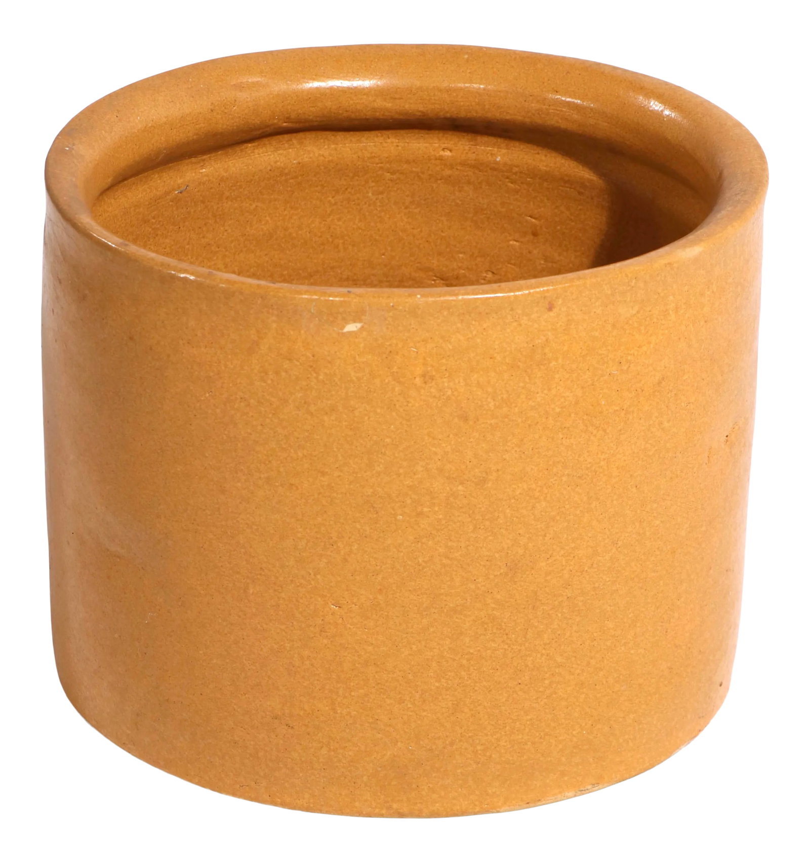 Mid Century Planter Possibly Early Architectural Pottery: Unusual color glaze Mid Century planter early Architectural pottery, in the style of Gainey, unsigned. This example is in good condition, it does show a reglued chip at the top outer edge, please see