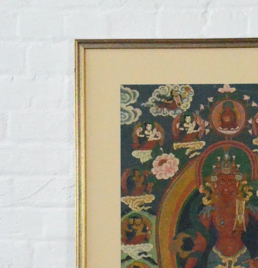 Indian Ceremonial Hindu Deity Hand-Painted on Canvas in Gilded Frame - 4