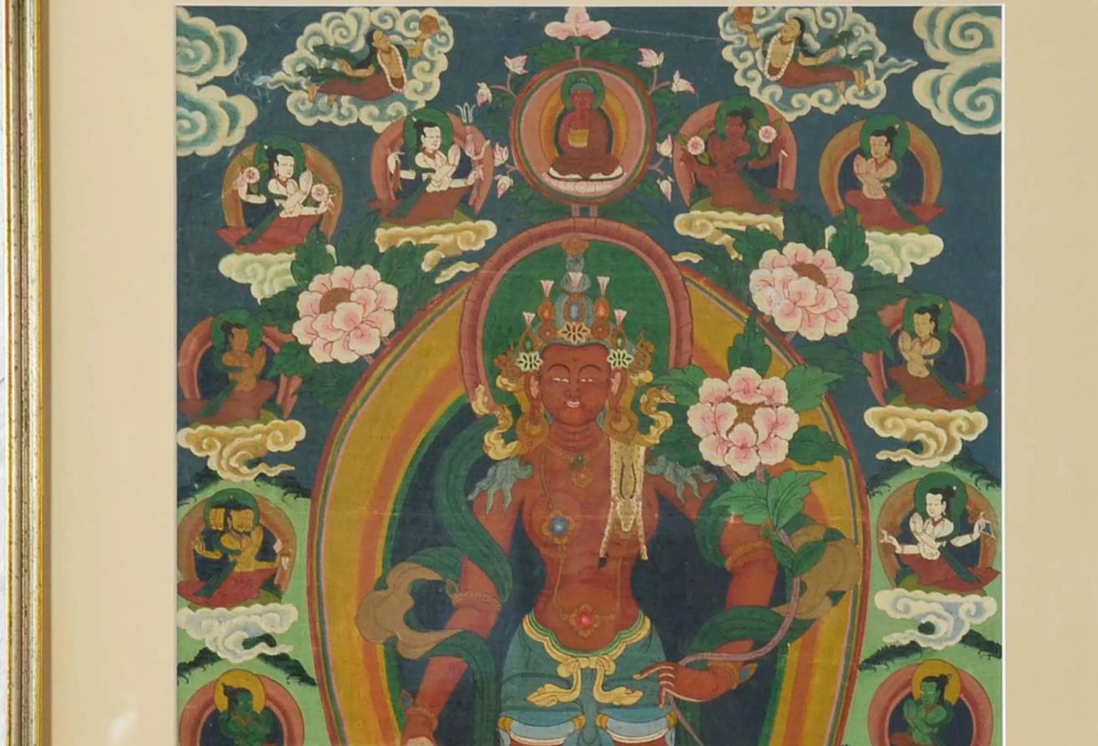 Indian Ceremonial Hindu Deity Hand-Painted on Canvas in Gilded Frame - 5
