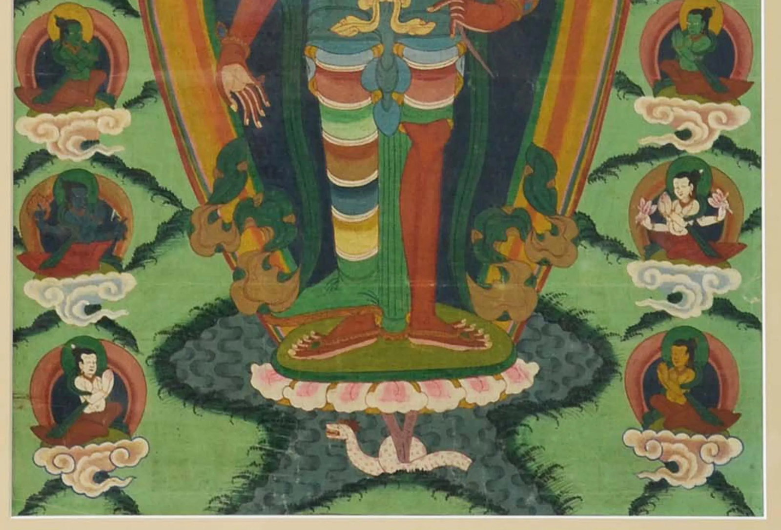 Indian Ceremonial Hindu Deity Hand-Painted on Canvas in Gilded Frame - 6