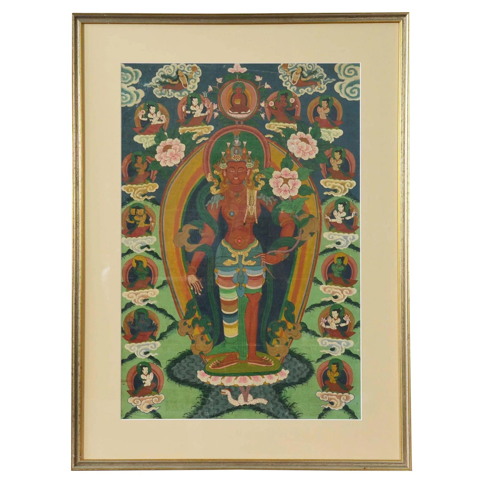 Indian Ceremonial Hindu Deity Hand-Painted on Canvas in Gilded Frame - 8