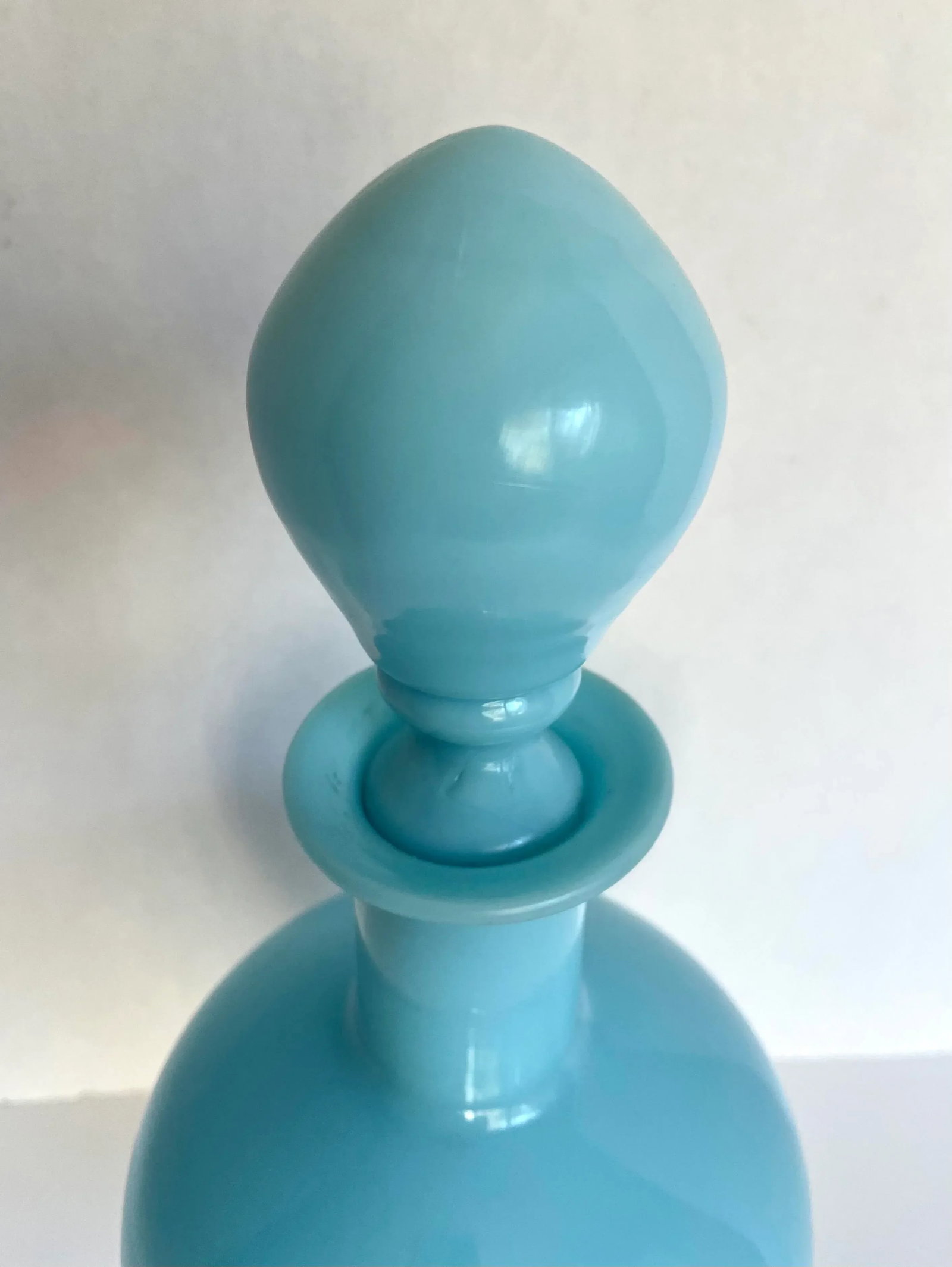 Antique Portieux Vallerysthal French Blue Opaline Glass Decanter - 2