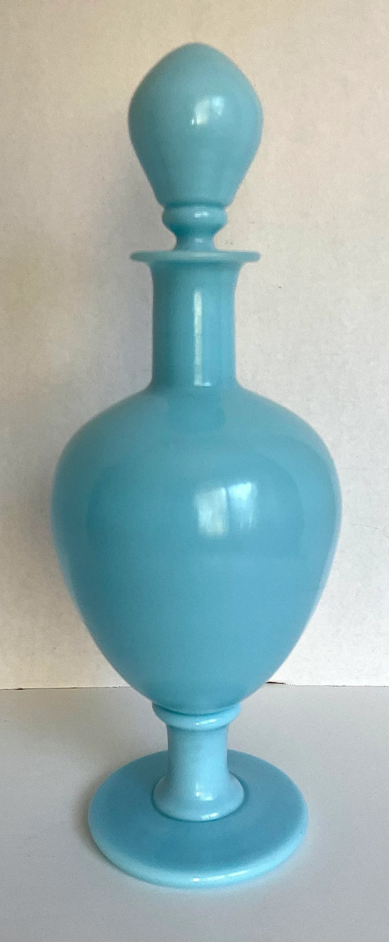 Antique Portieux Vallerysthal French Blue Opaline Glass Decanter - 3