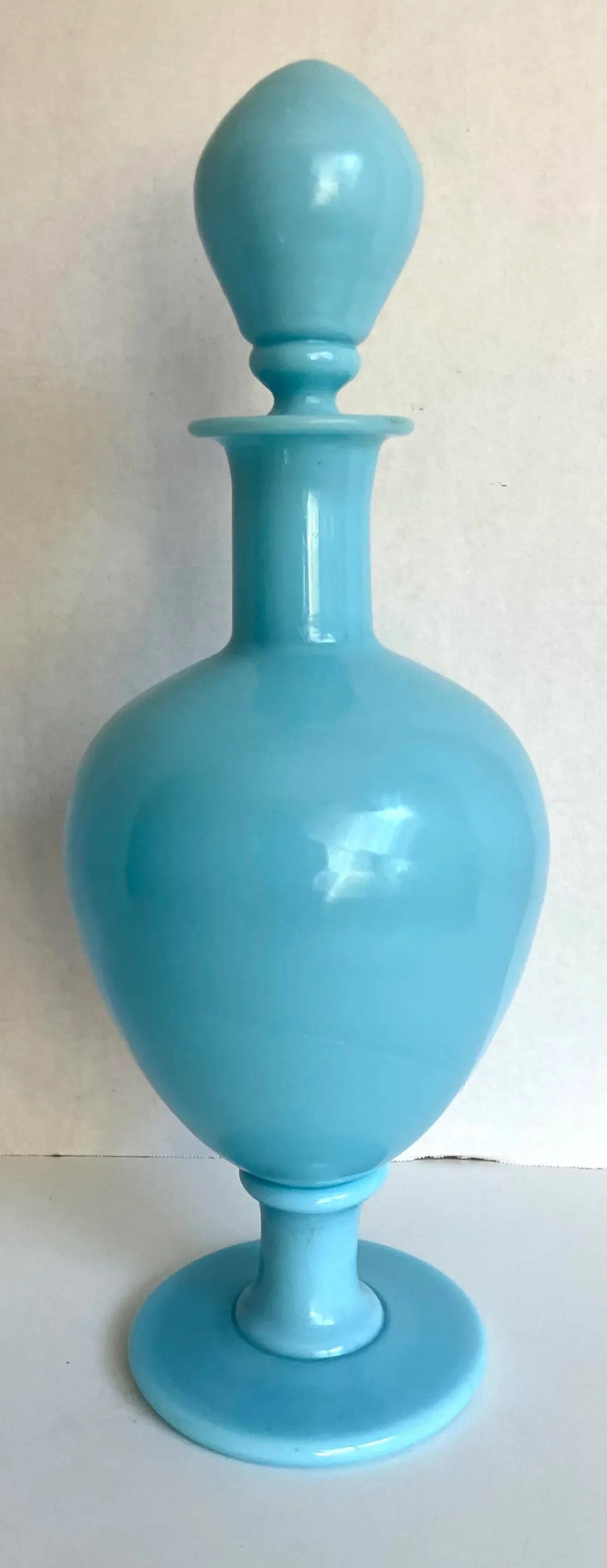 Antique Portieux Vallerysthal French Blue Opaline Glass Decanter - 6