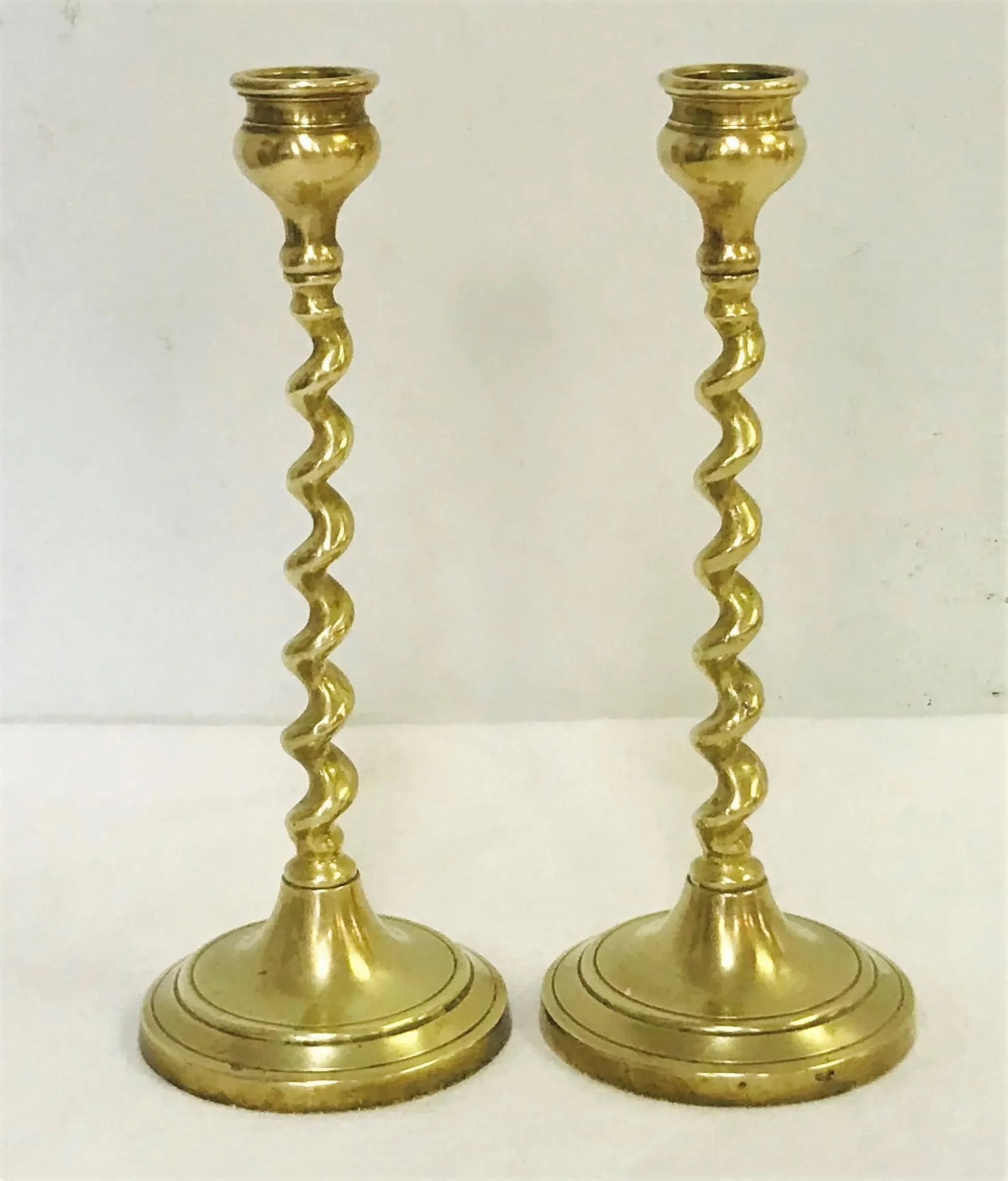 19th Century English Brass Barley Twist Candlesticks- a Pair - 10