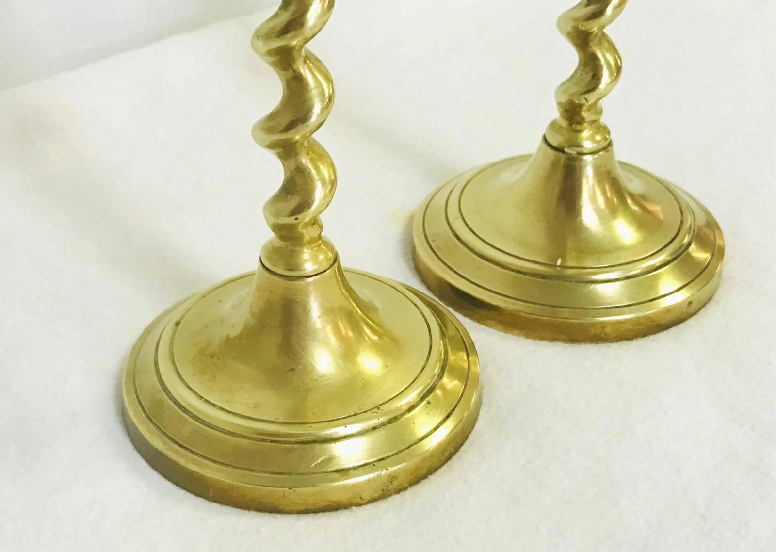 19th Century English Brass Barley Twist Candlesticks- a Pair - 8