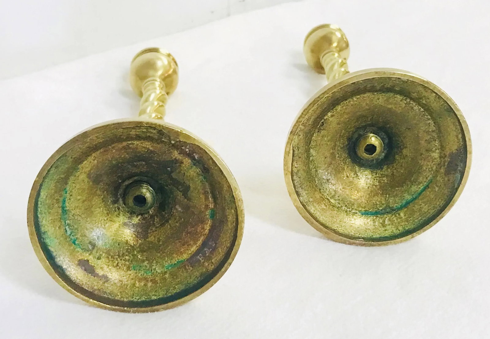 19th Century English Brass Barley Twist Candlesticks- a Pair - 9
