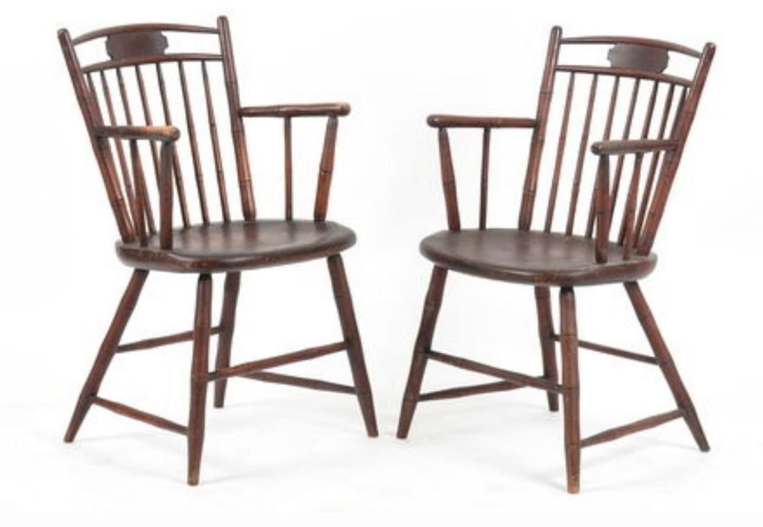 Antique Birdcage Windsor Chairs, a Near Pair - 12