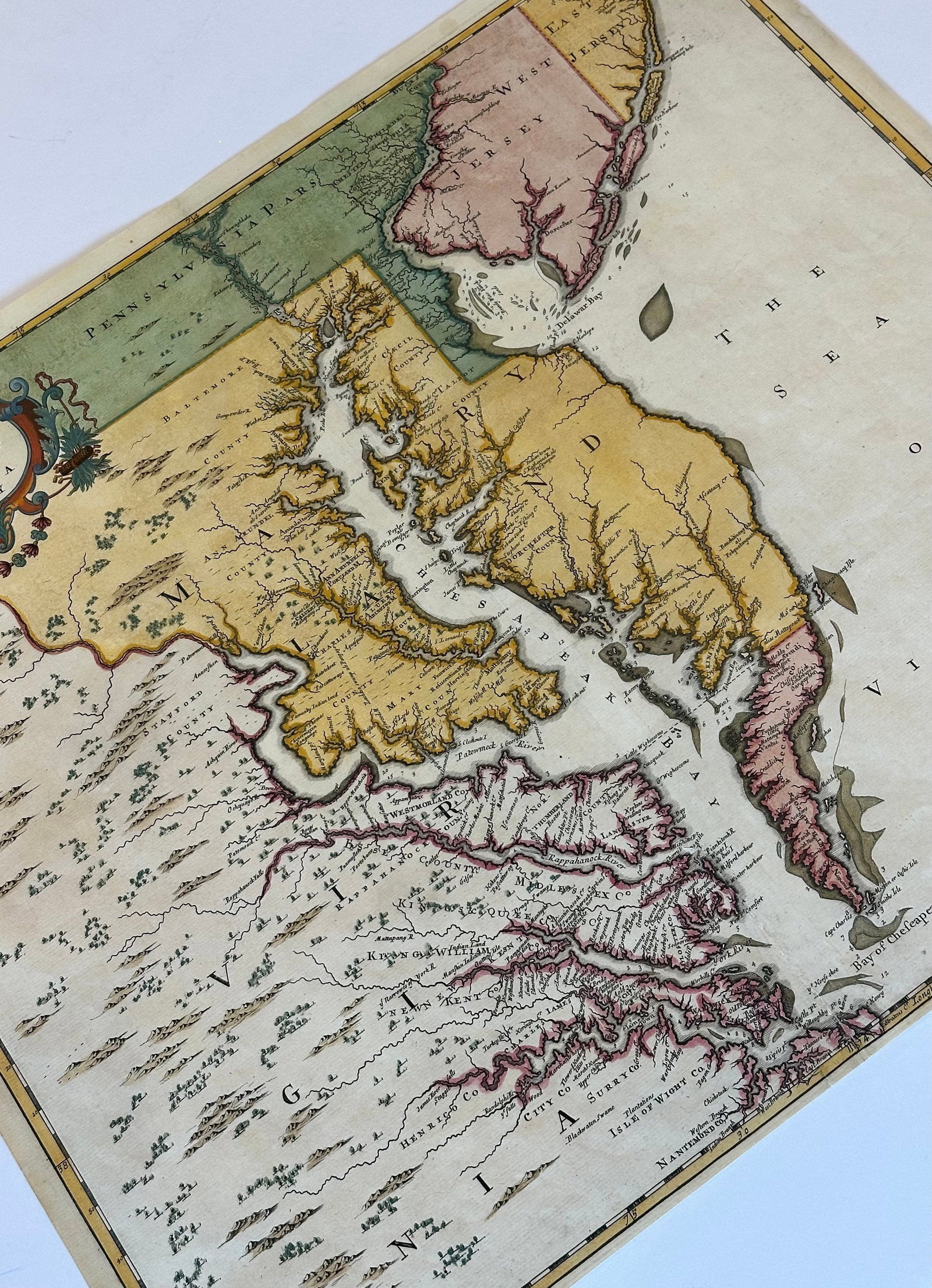 Chesapeake Bay: Virginia, Maryland, Pennsylvania & New Jersey Original Map by Senex, 1721 - 3