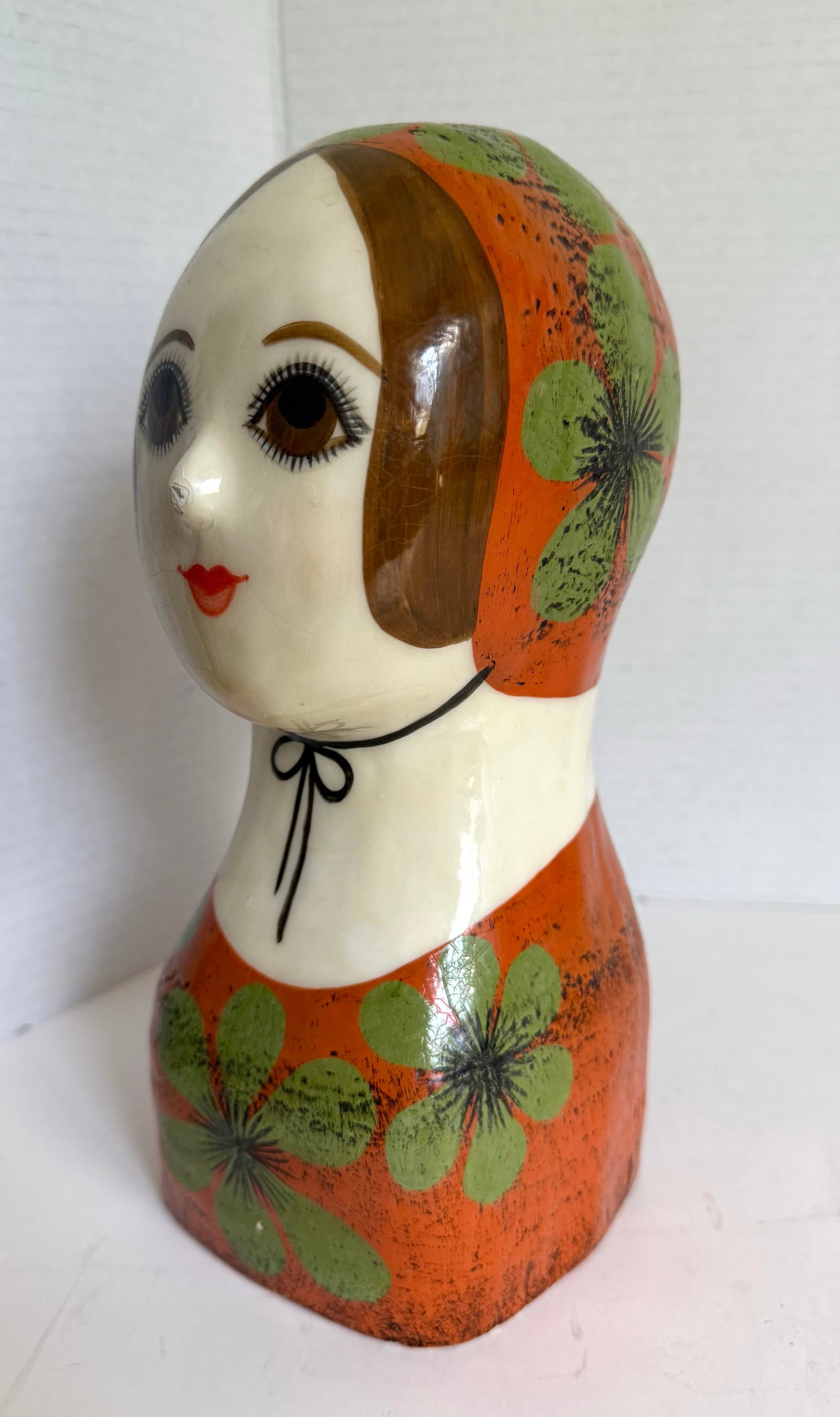 Vintage Gemma Taccogna Mexican Papier-Mâché Folk Art Female Bust Sculpture - 10