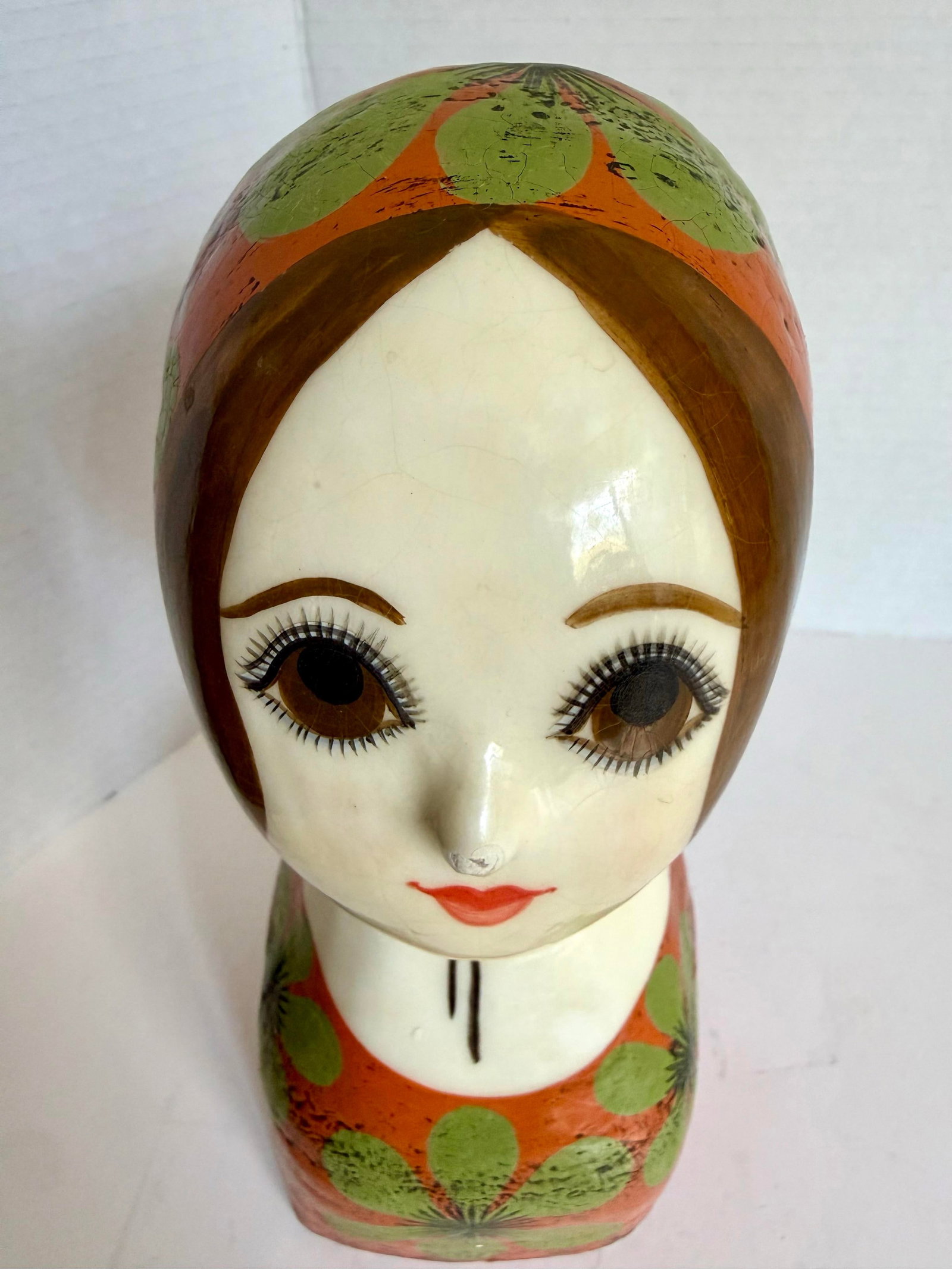 Vintage Gemma Taccogna Mexican Papier-Mâché Folk Art Female Bust Sculpture - 11