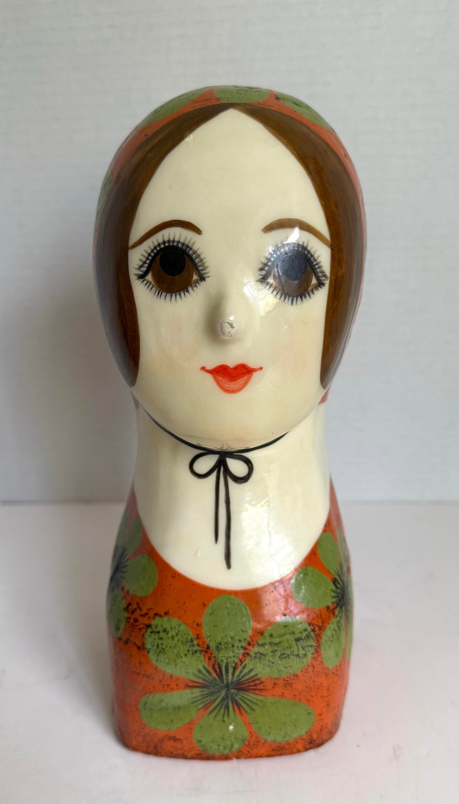 Vintage Gemma Taccogna Mexican Papier-Mâché Folk Art Female Bust Sculpture - 2