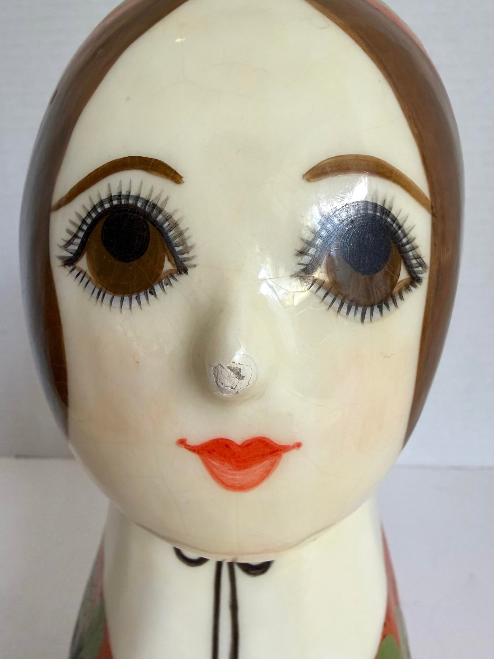 Vintage Gemma Taccogna Mexican Papier-Mâché Folk Art Female Bust Sculpture - 3