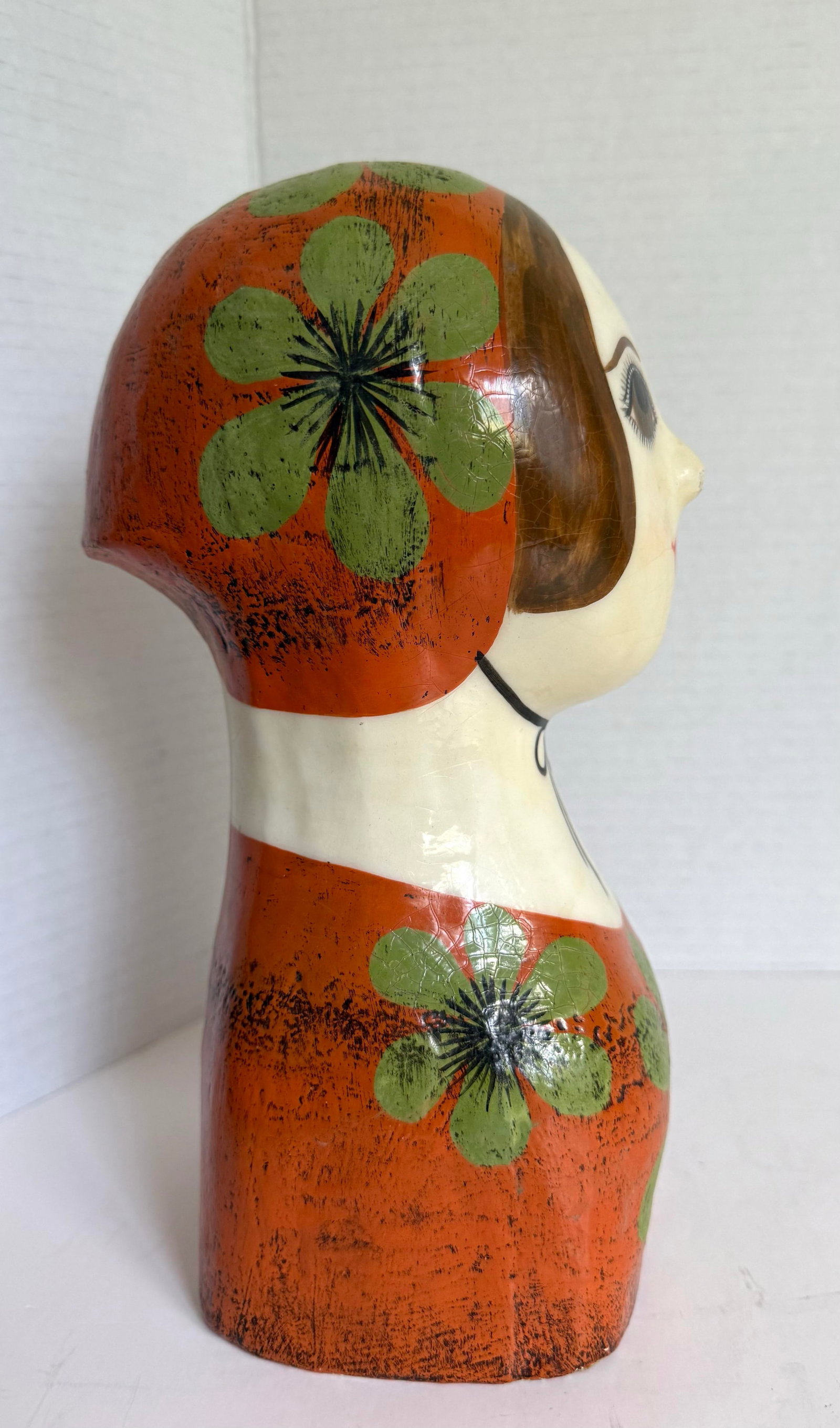 Vintage Gemma Taccogna Mexican Papier-Mâché Folk Art Female Bust Sculpture - 6