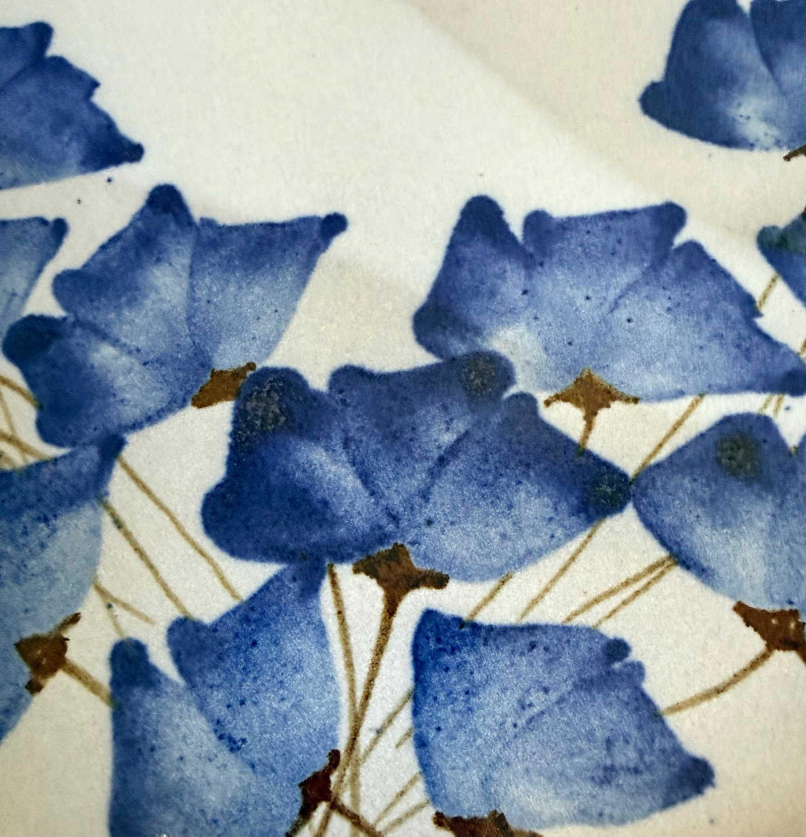 Vintage Studio Pottery Platter With Blue Floral Motif, Signed CHR - 3