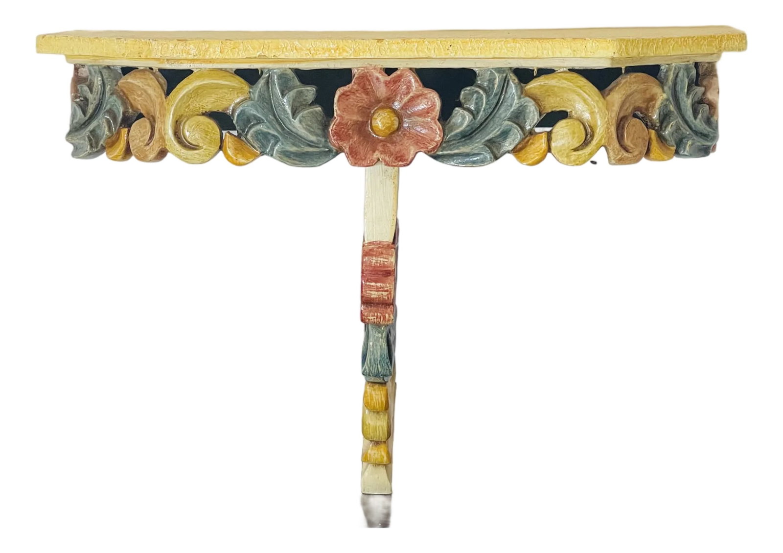 1940s Small Console Table Floral Carving