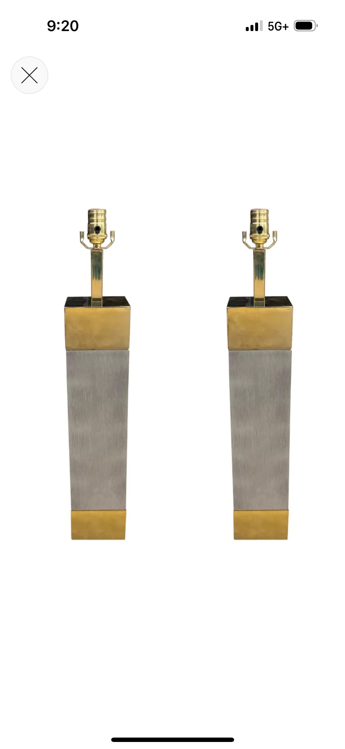 1980s Frederick Cooper Stainless Steel and Brass Lamps - a Pair - 14