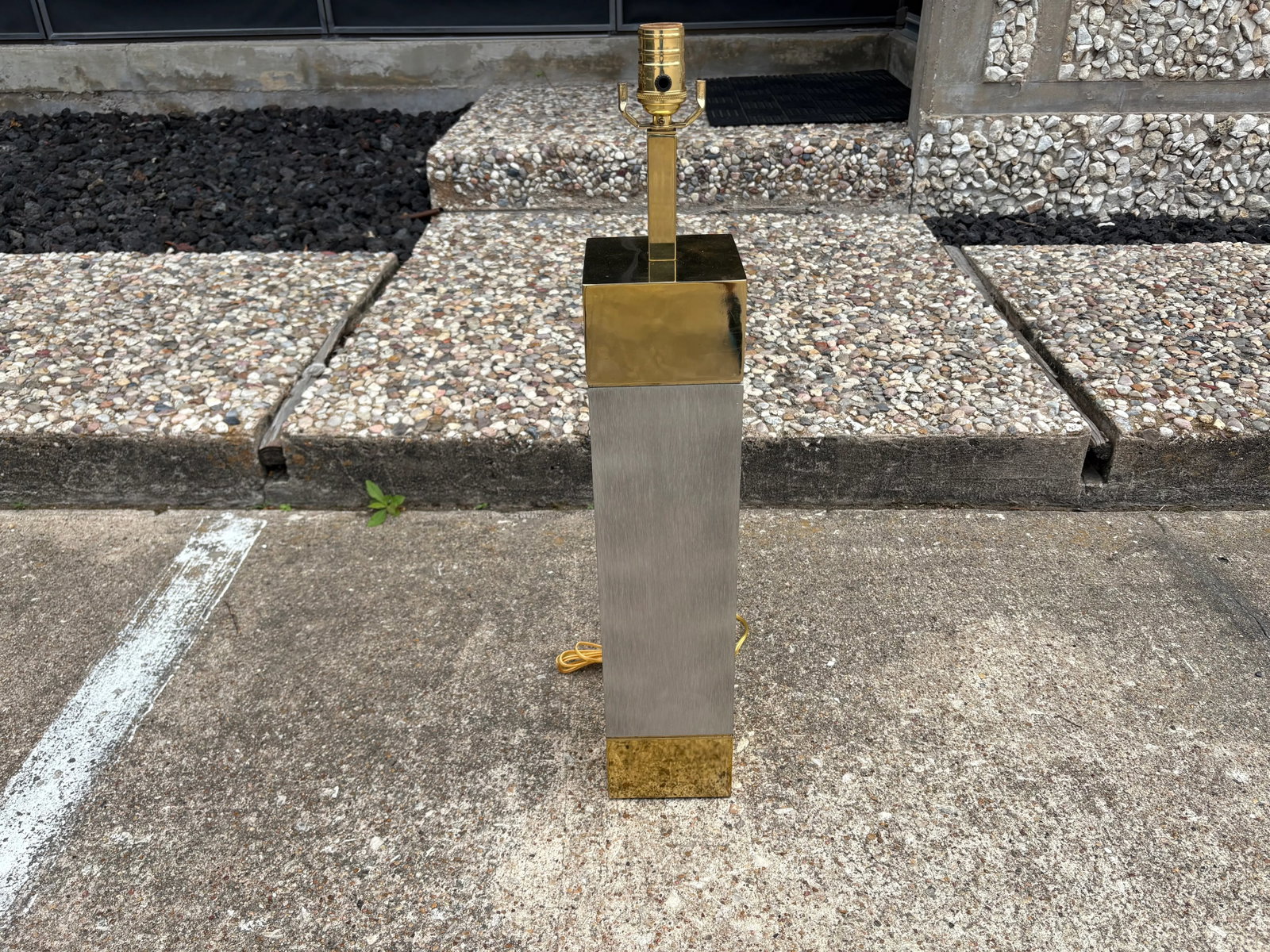 1980s Frederick Cooper Stainless Steel and Brass Lamps - a Pair - 6