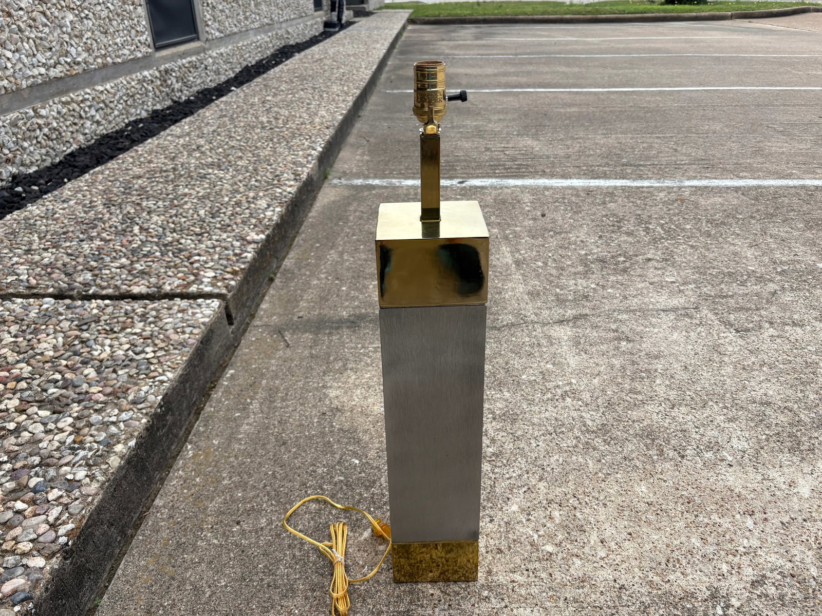 1980s Frederick Cooper Stainless Steel and Brass Lamps - a Pair - 8