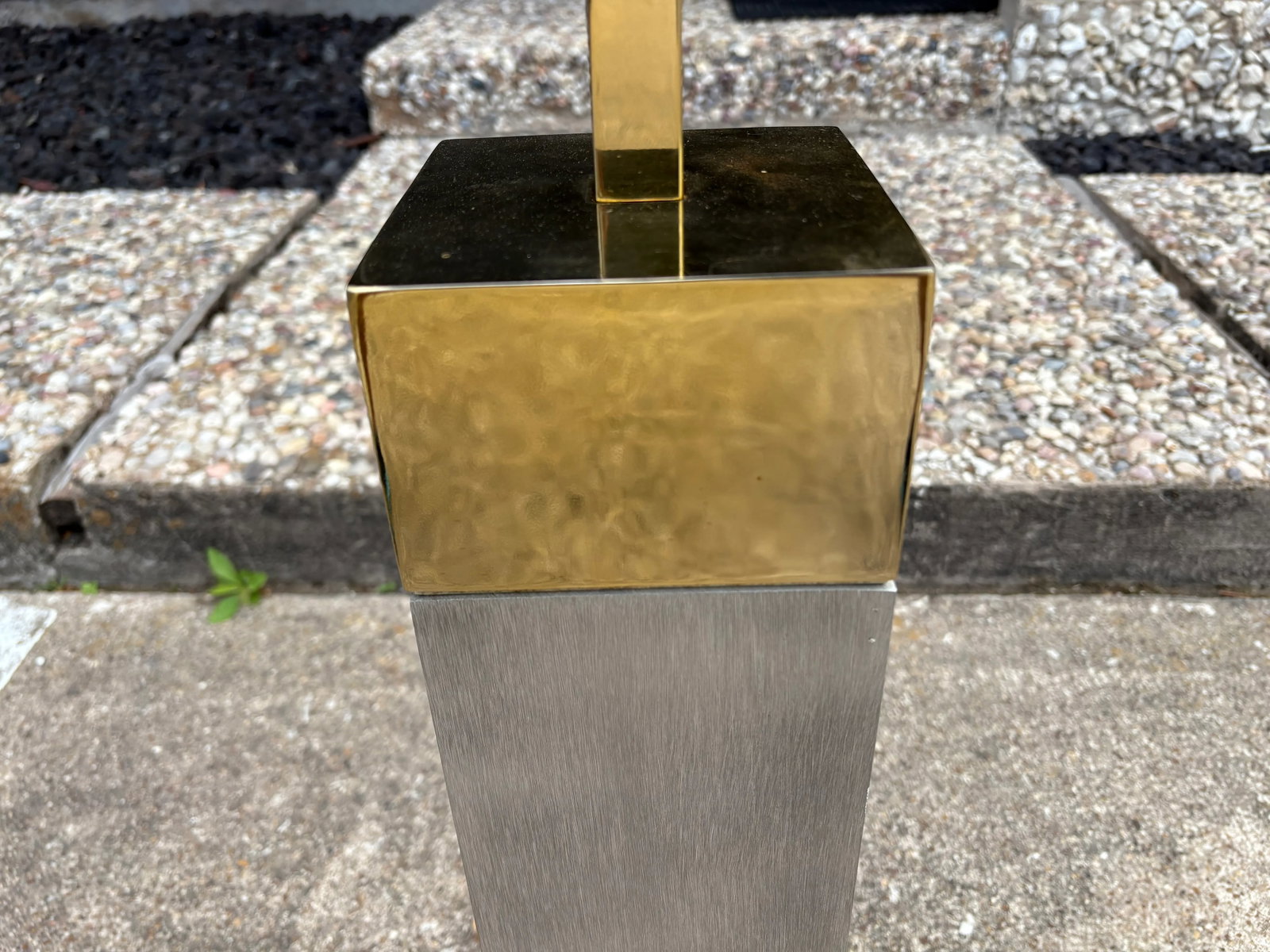 1980s Frederick Cooper Stainless Steel and Brass Lamps - a Pair - 9