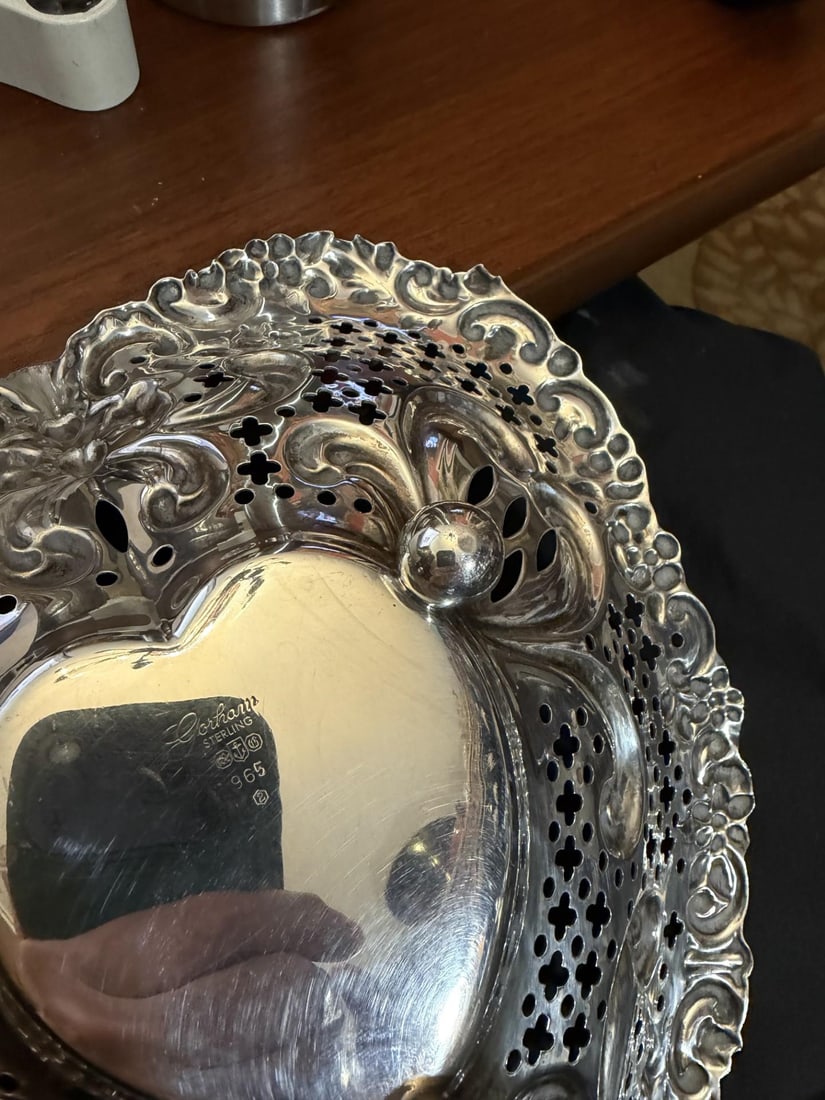 Sterling Silver Gorham Chantilly Heart Dish/ Fruit Bowl 10 Ozs. - 8