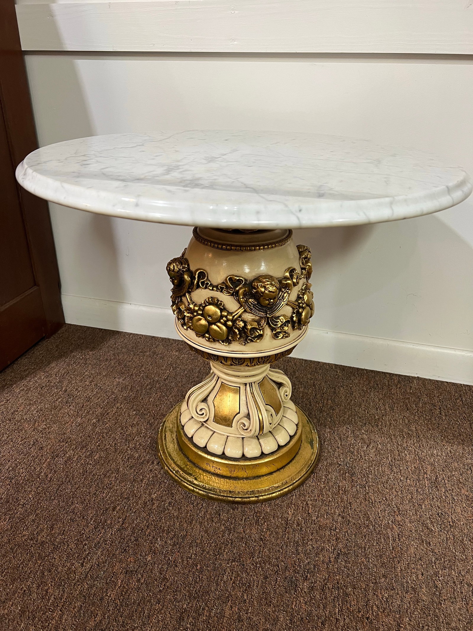 1966 Fuggiti Studios Cherub Hollywood Regency Marble Stands Set - 10