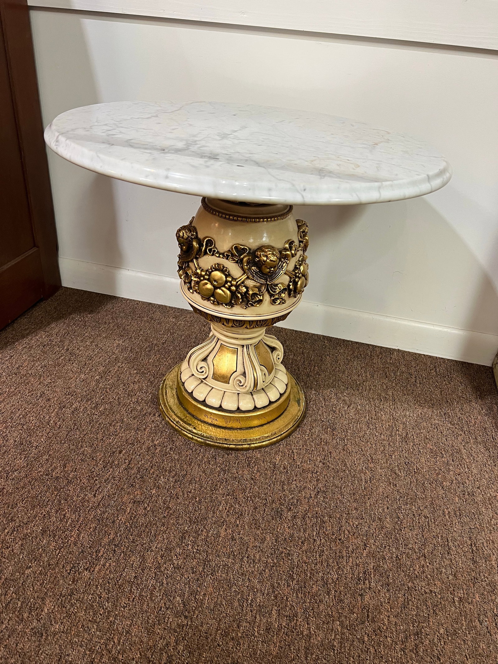 1966 Fuggiti Studios Cherub Hollywood Regency Marble Stands Set - 5