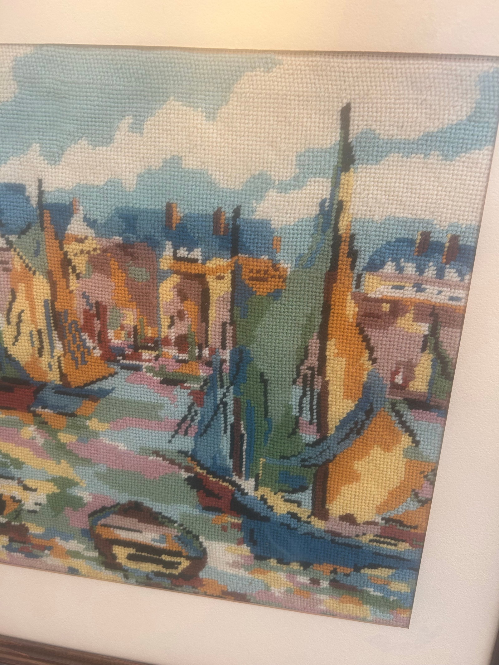 Vintage Hand Made Needlepoint Sailboat Picture - 4