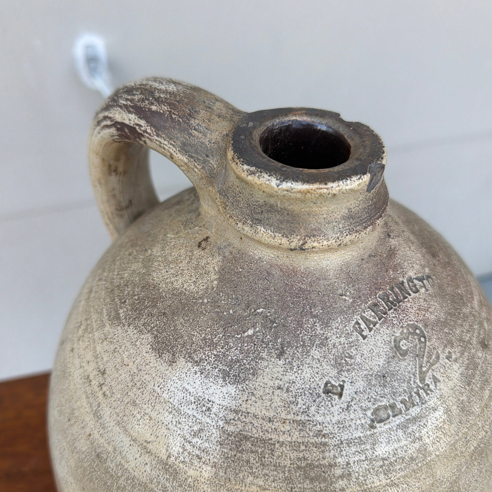 Antique Salt Glazed Stoneware Two Gallon Jug, E. Farrington, Elmira, New York, Circa 1860s - 4