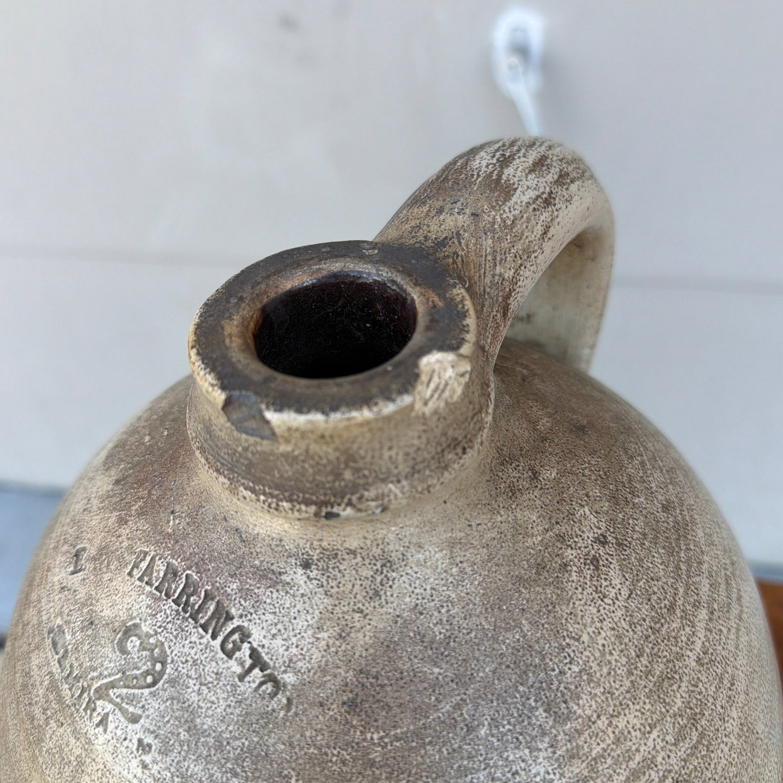 Antique Salt Glazed Stoneware Two Gallon Jug, E. Farrington, Elmira, New York, Circa 1860s - 6
