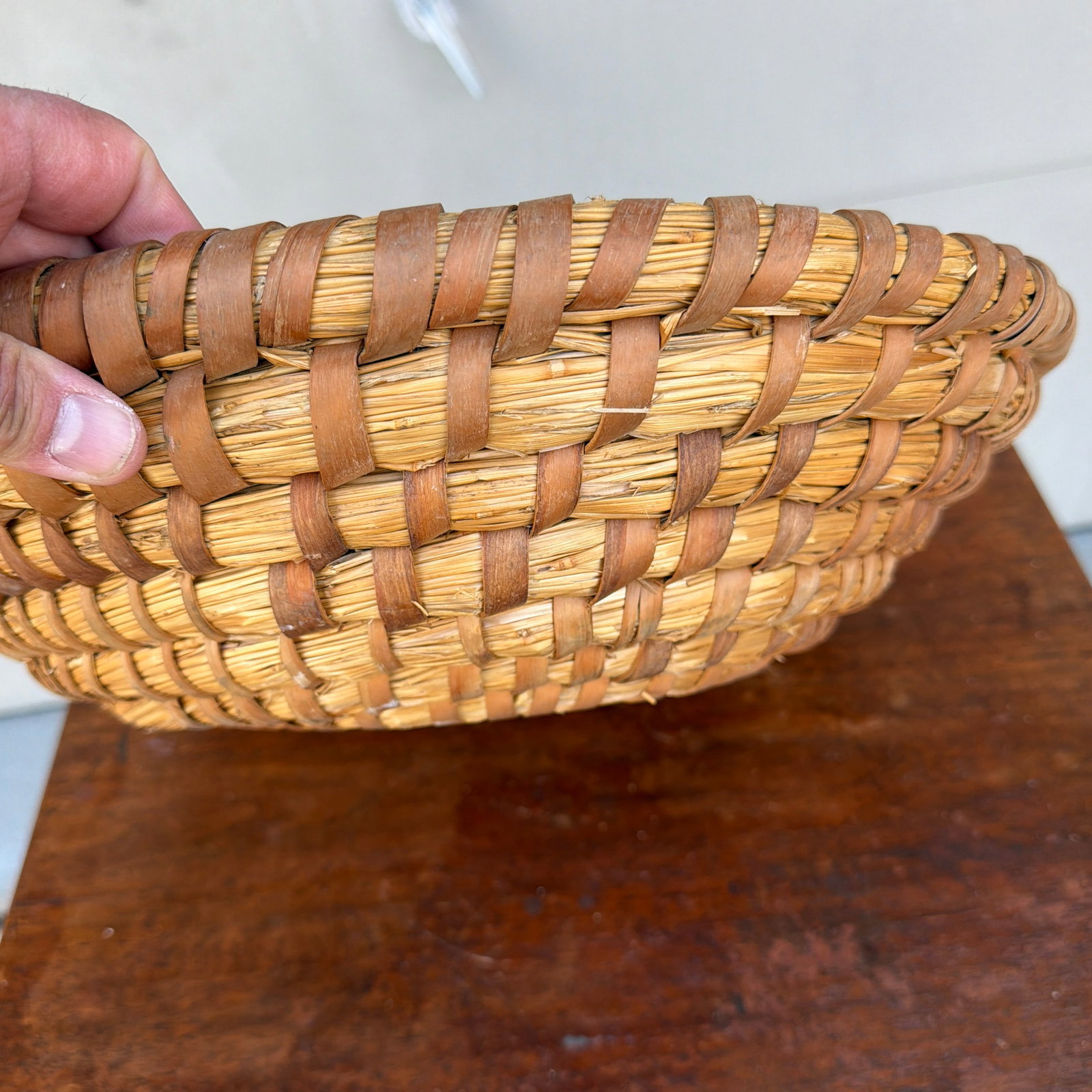 A Large Antique Woven Rye-Straw Bowl, Circa 1900 - 3