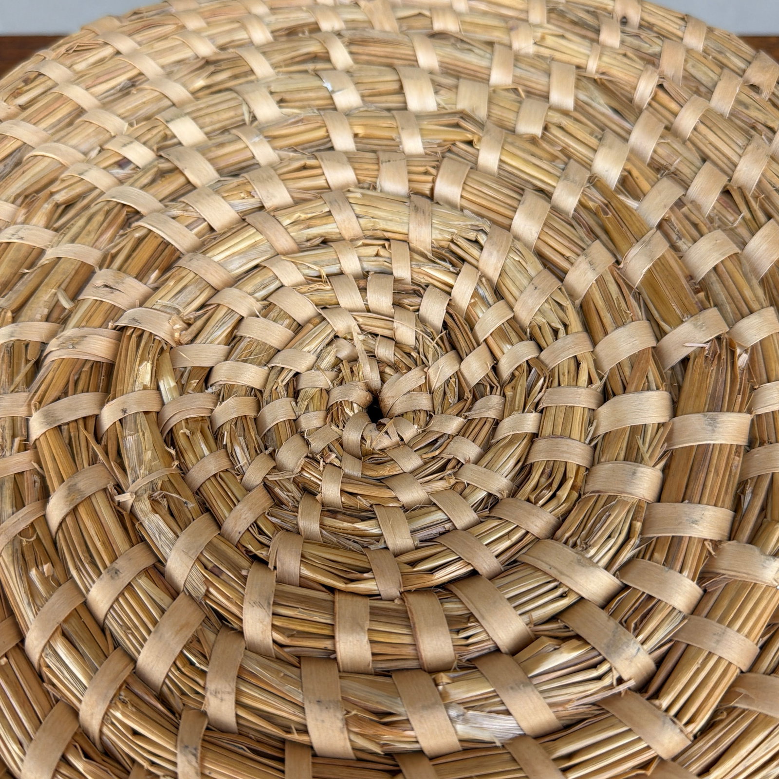 Antique American Woven Rye Straw Bowl, Circa 1900–1920s - 11