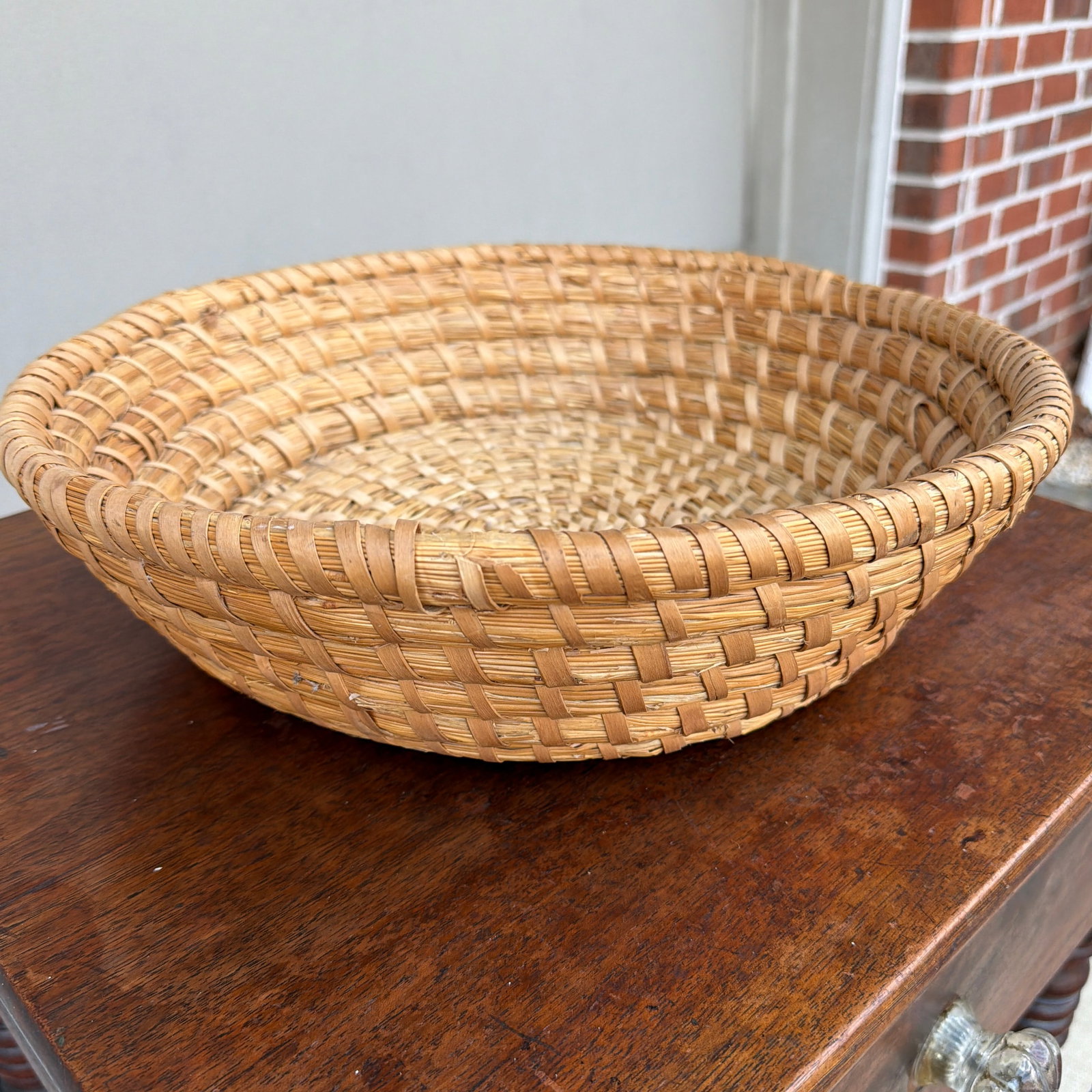 Antique American Woven Rye Straw Bowl, Circa 1900–1920s - 6