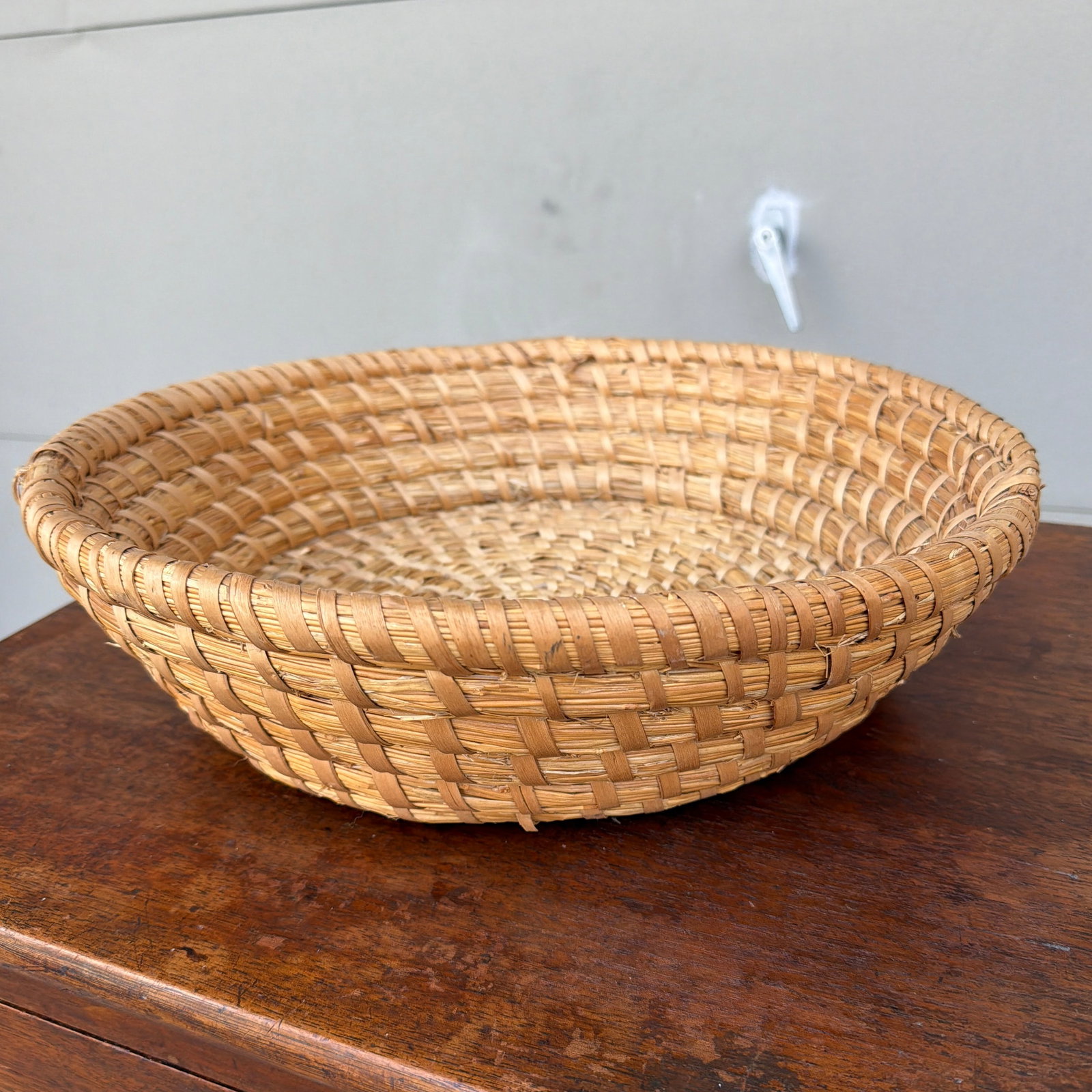 Antique American Woven Rye Straw Bowl, Circa 1900–1920s - 7