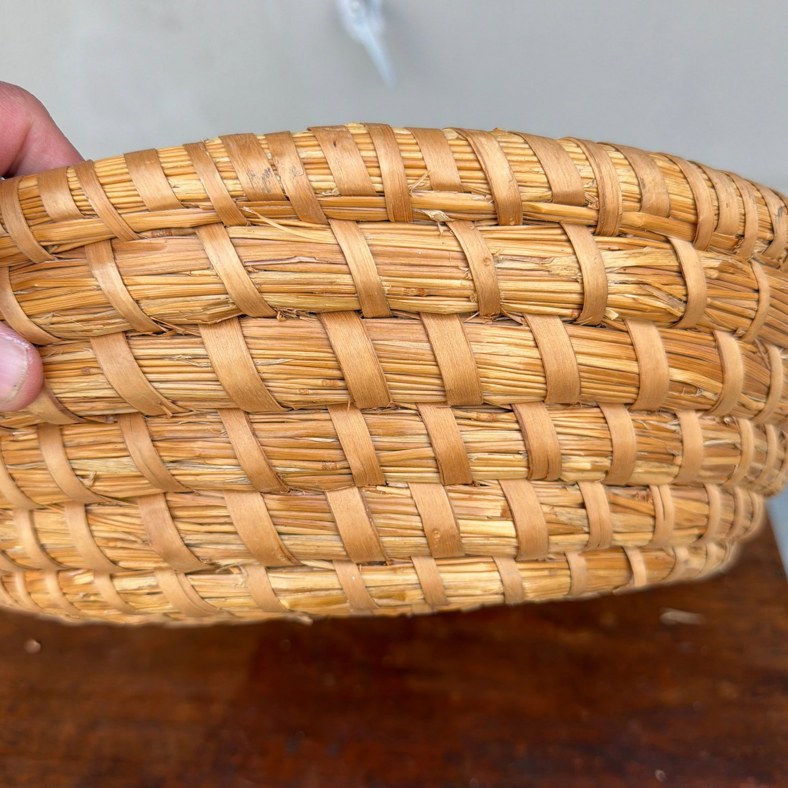 Antique American Woven Rye Straw Bowl, Circa 1900–1920s - 8