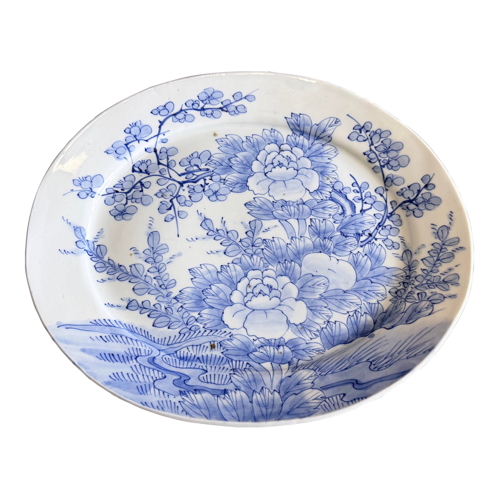 Antique Japanese Blue and White Porcelain Oval Serving Platter, Meiji Period, Circa 1870s–: Antique Japanese Blue and White Porcelain Oval Serving Platter, Meiji Period, Circa 1870s–1900s A boldly decorated and visually commanding example of Japanese Meiji period blue and white