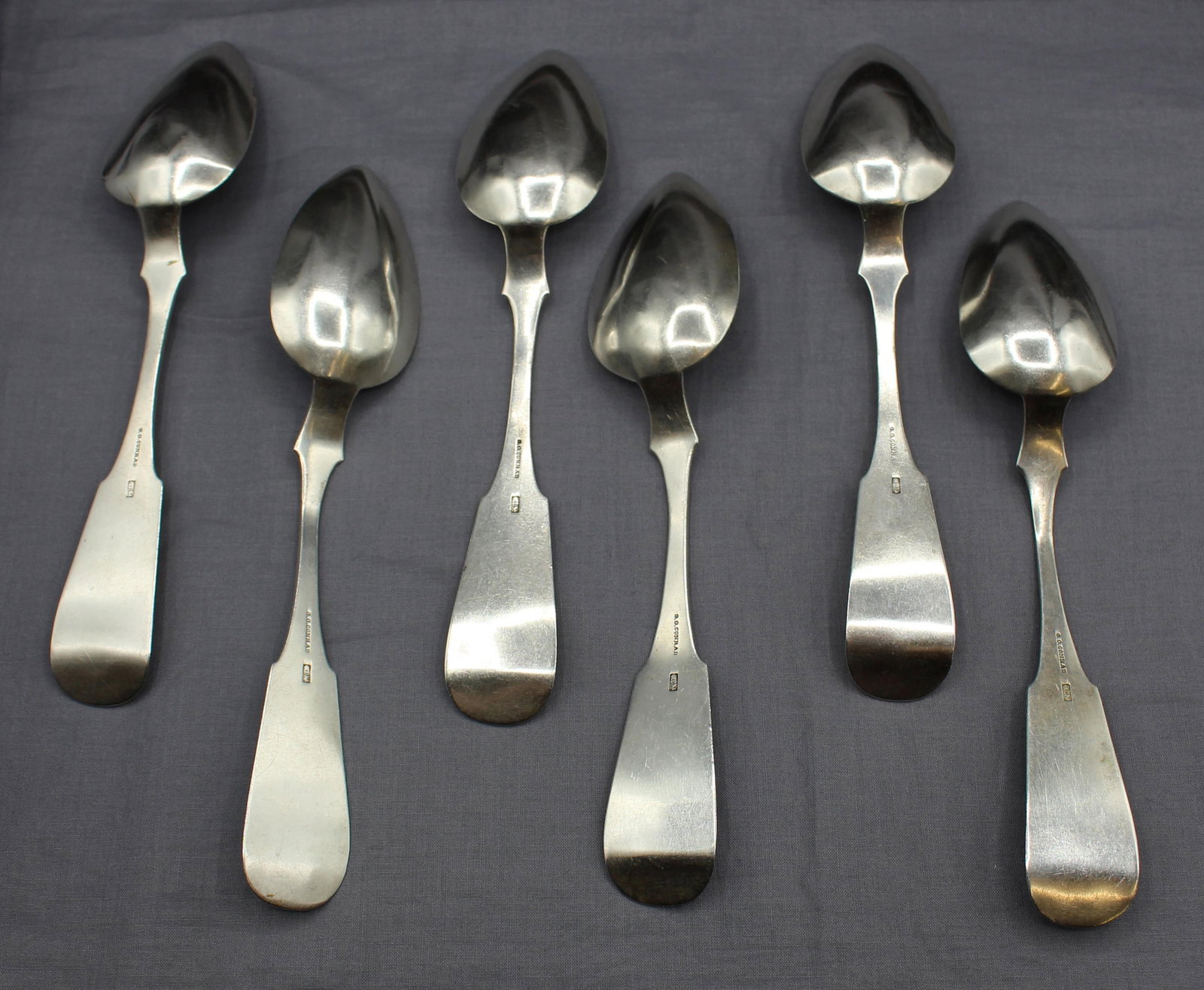 Set of Six Mid-19th Century Coin Silver Tablespoons by G. O. Conrad - 2
