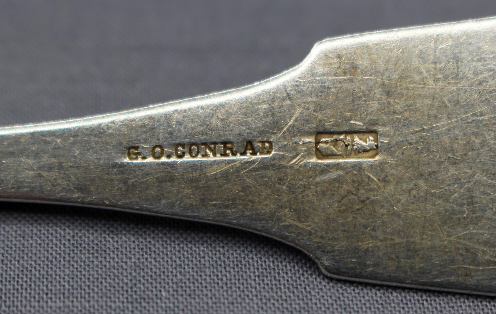 Set of Six Mid-19th Century Coin Silver Tablespoons by G. O. Conrad - 5