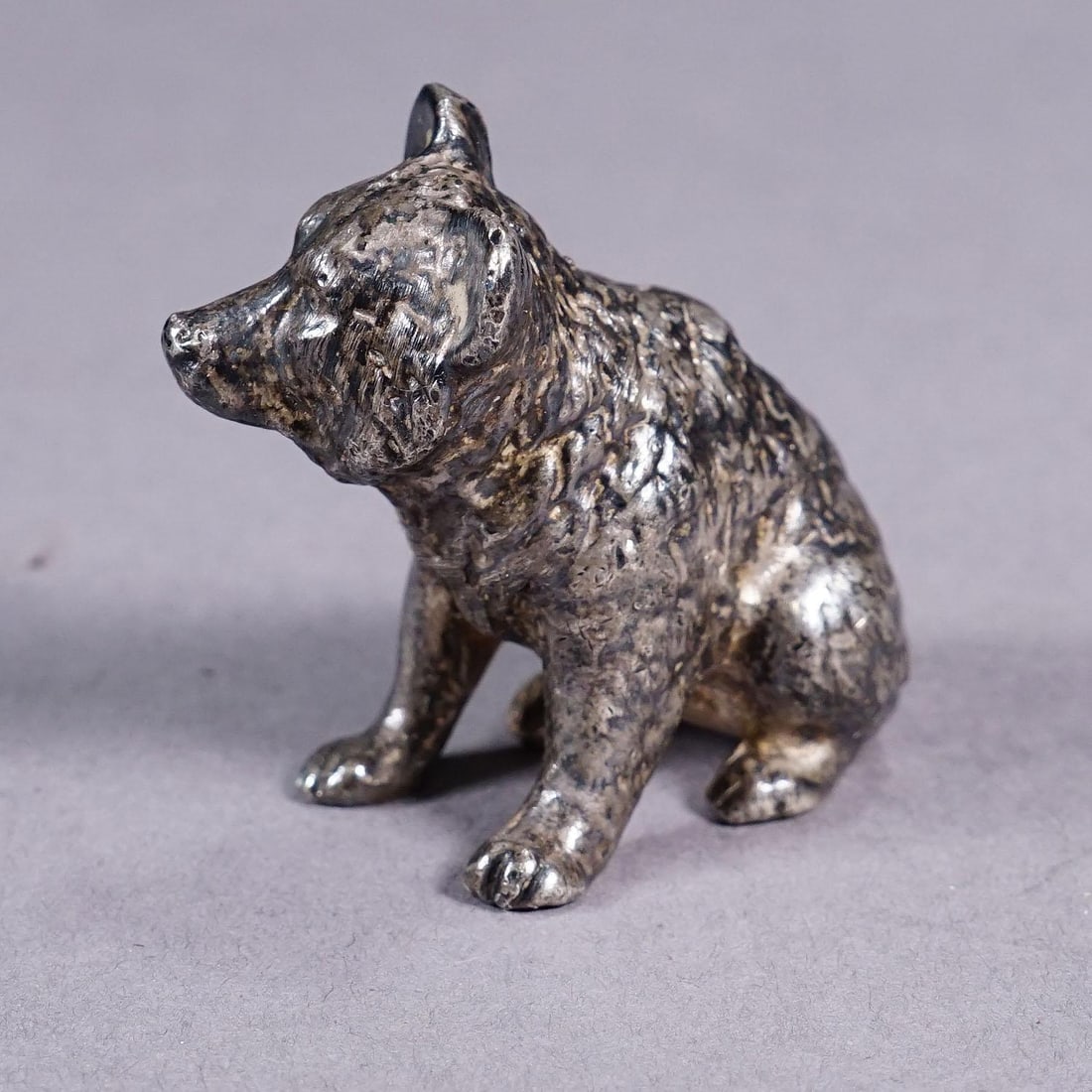 Cast of a Silverplated Sitting Bear Ca. 1930s - 3