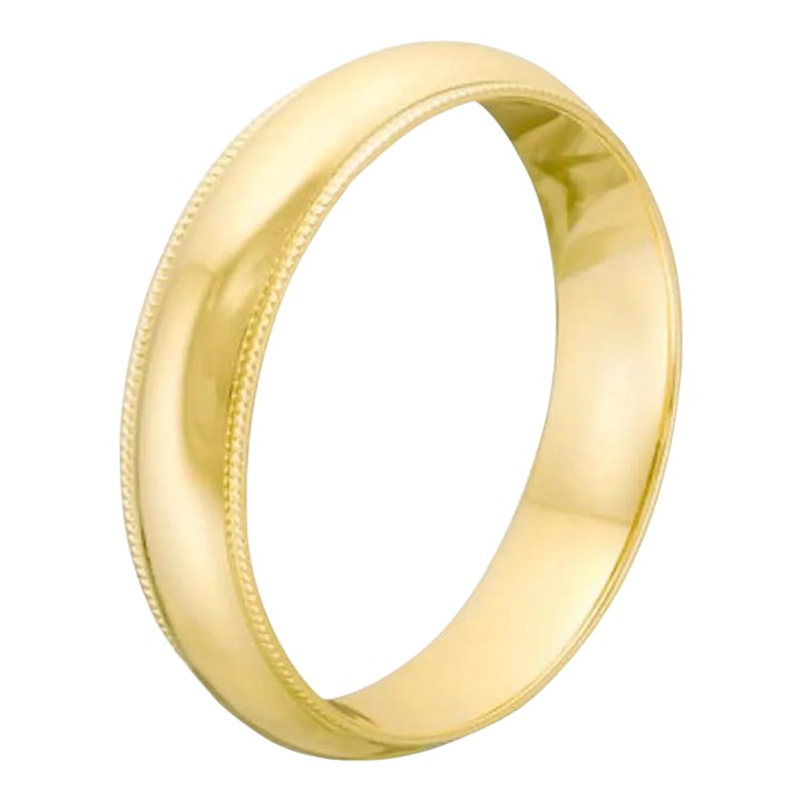 14 Karat Gold Wedding Band, Domed With Step-Down Edge 6 Grams: 4 Karat Yellow Gold Wide 5.5 mm Plain Wedding Band Ring 6 Grams , Estate This timeless style adds a step-down edge to each side of the classic domed band. Quality craftsmanship makes this long
