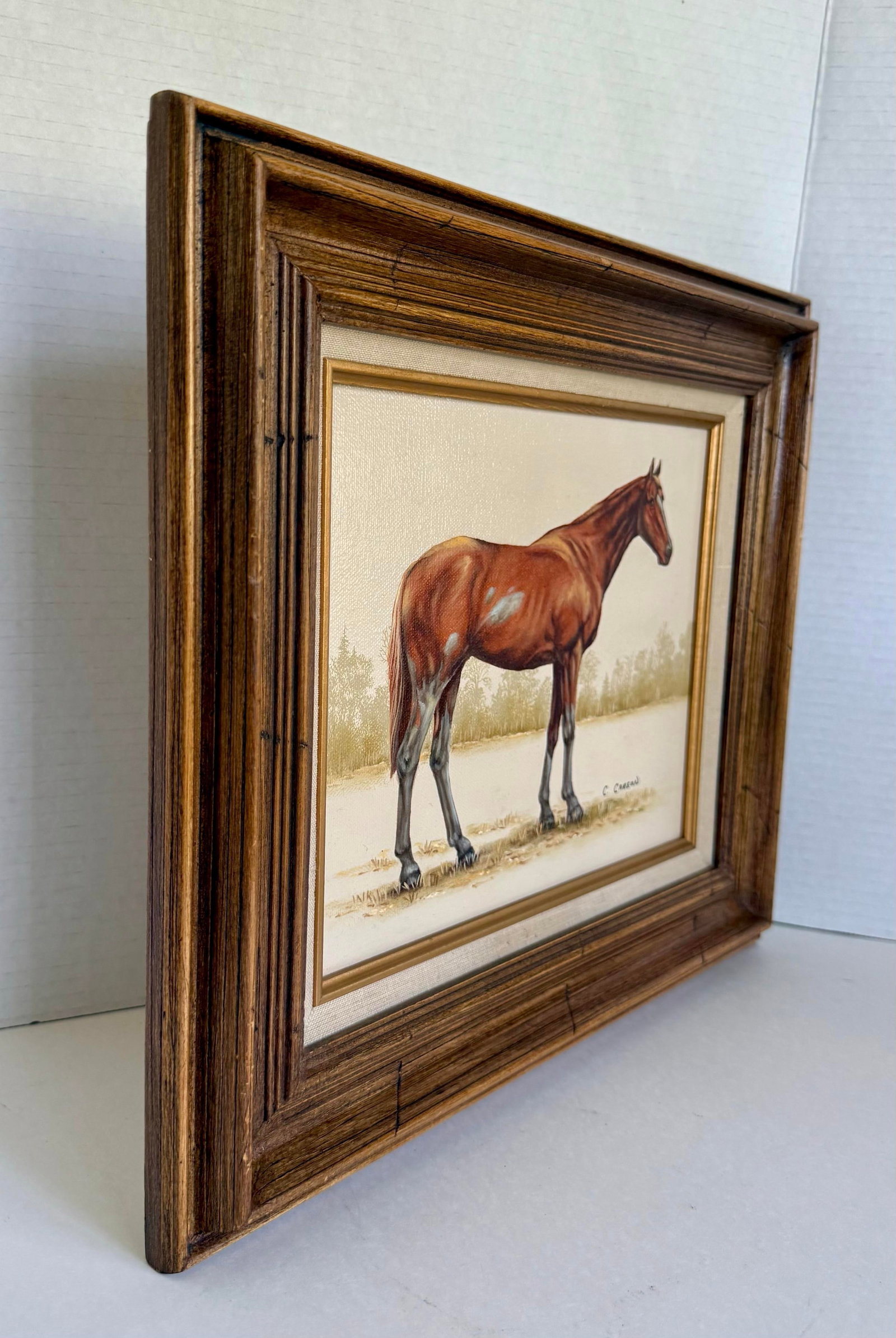 Late 20th C. Signed "Thoroughbred" Horse Hand-Painted Serigraph by Carson - 7